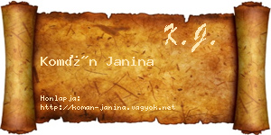 Komán Janina névjegykártya